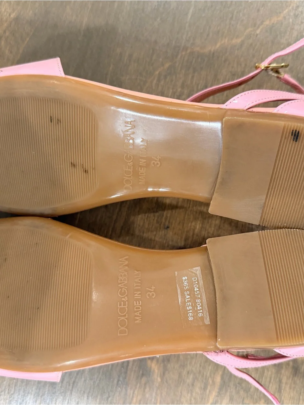 Dolce & Gabbana Kids Pink Patent Leather Heart Charm Sandals Size 34